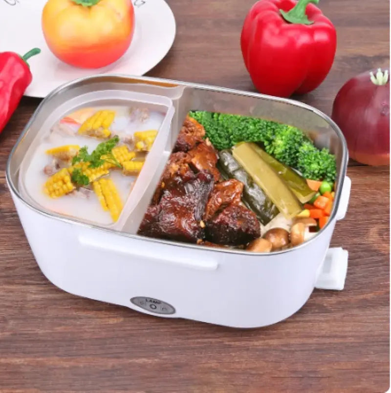 Portable Electric Car Heater Lunch Box with Cable for Car, Stainless Steel, Multi-purpose, Car-Immediate Shipping