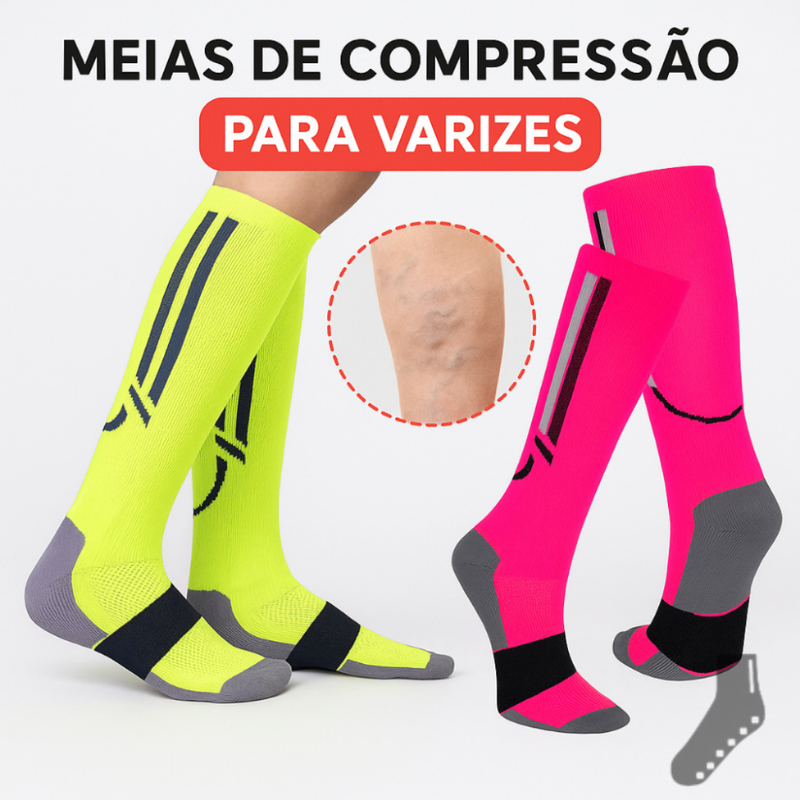Kit 2 Pares Meia - Alta Compressão para Varizes