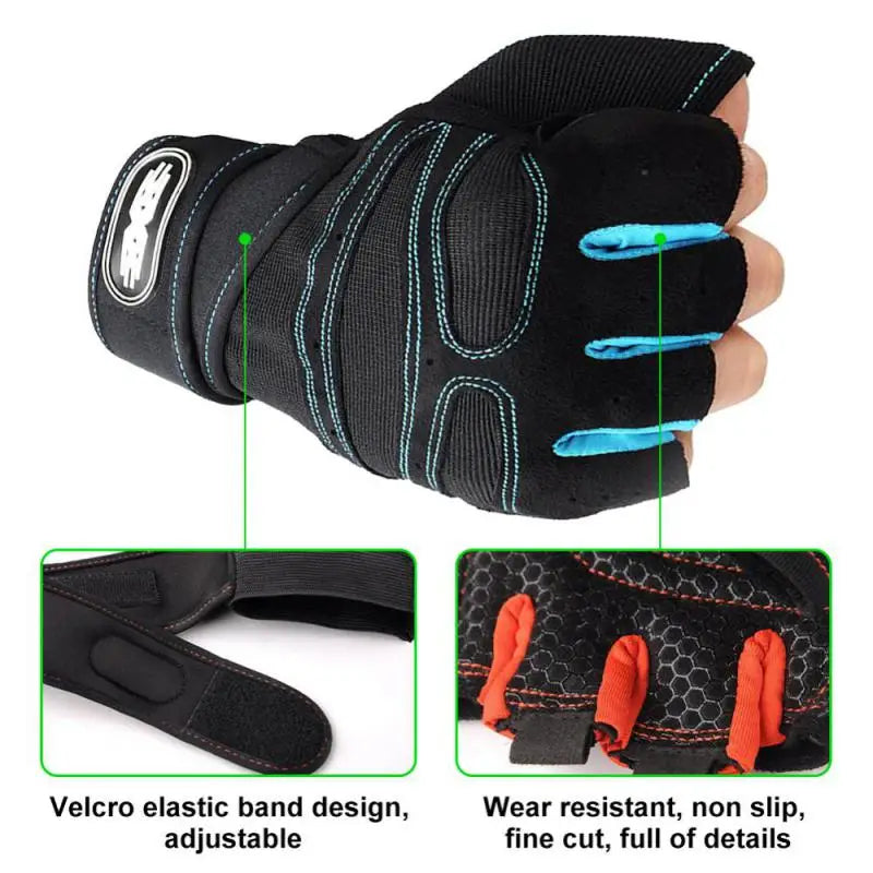 Professional Fingerless Gym Gloves for Men Women Motorcyclist Finger Cycling Gloves Bicycle Training Sport Fitness Equipment