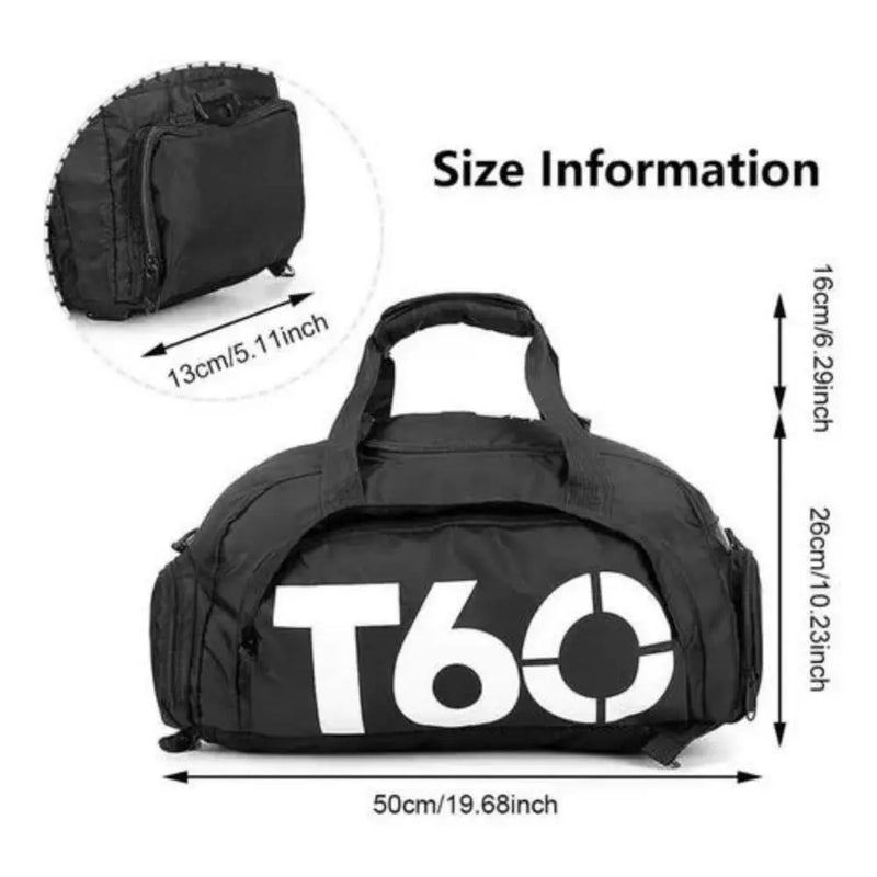 Transverse Travel Gym Bag With Compartments