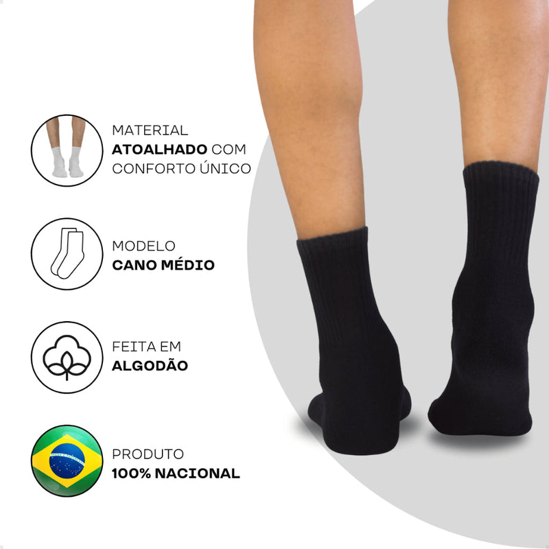 Kit 10 Pares Meia Prowvers Cano Médio